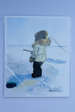 Boy Ice Fishing - Watercolor Fine Art Print